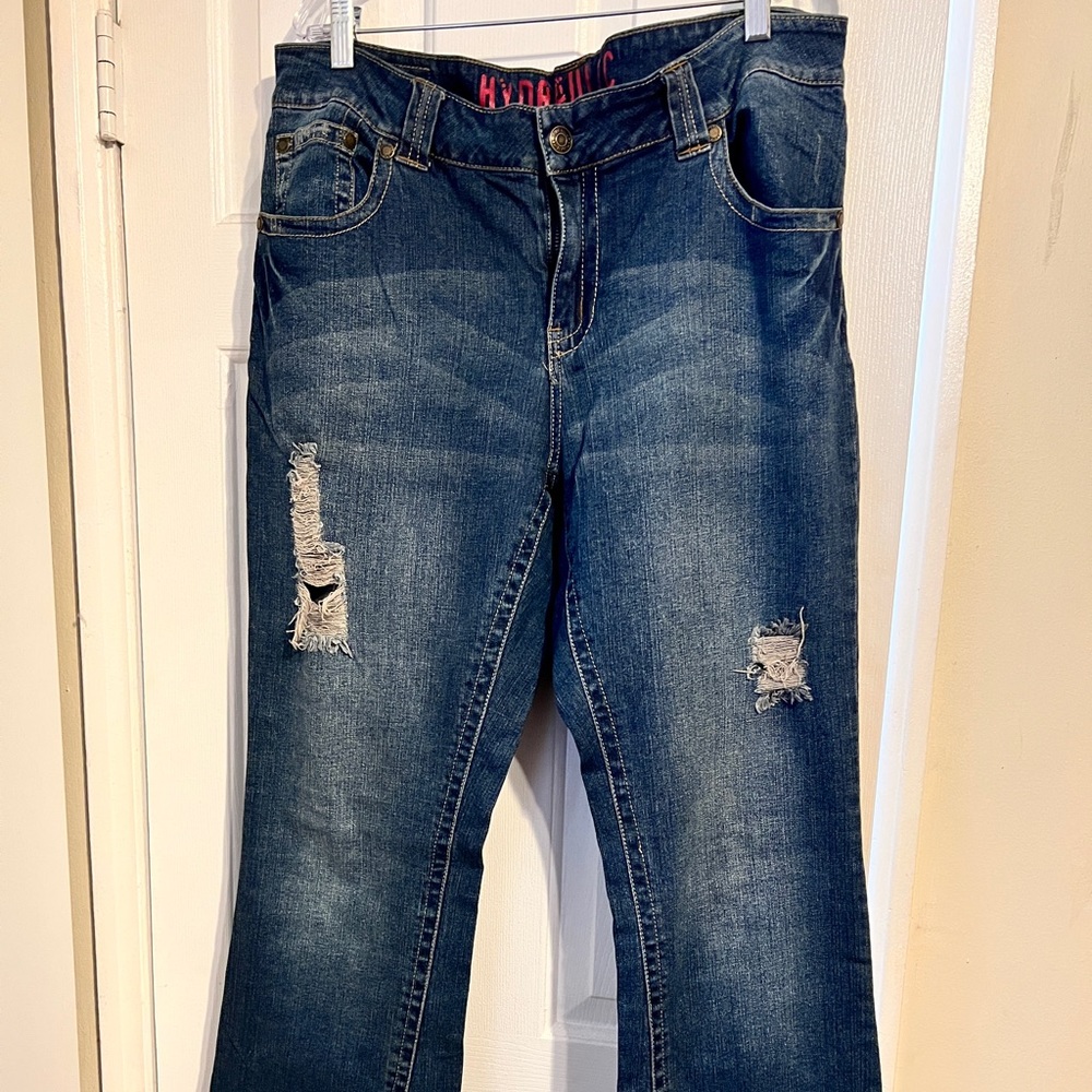Hydraulic ripped Boot cut denim jeans